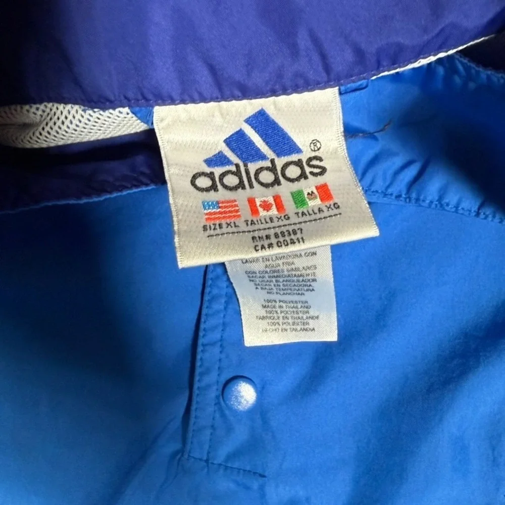 Vintage Adidas Windbreaker Mens XL Blue Pullover Vented Snap Lightweight Logo‎